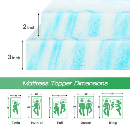 Gel Memory Foam Mattress Topper for Cooling Comfort