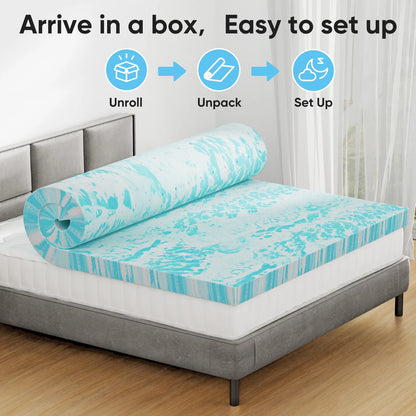 Gel Memory Foam Mattress Topper for Cooling Comfort